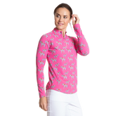 Alternate View 1 of Sherbet Elephant Print Sun Protection Cooling Quarter Zip Pull Over